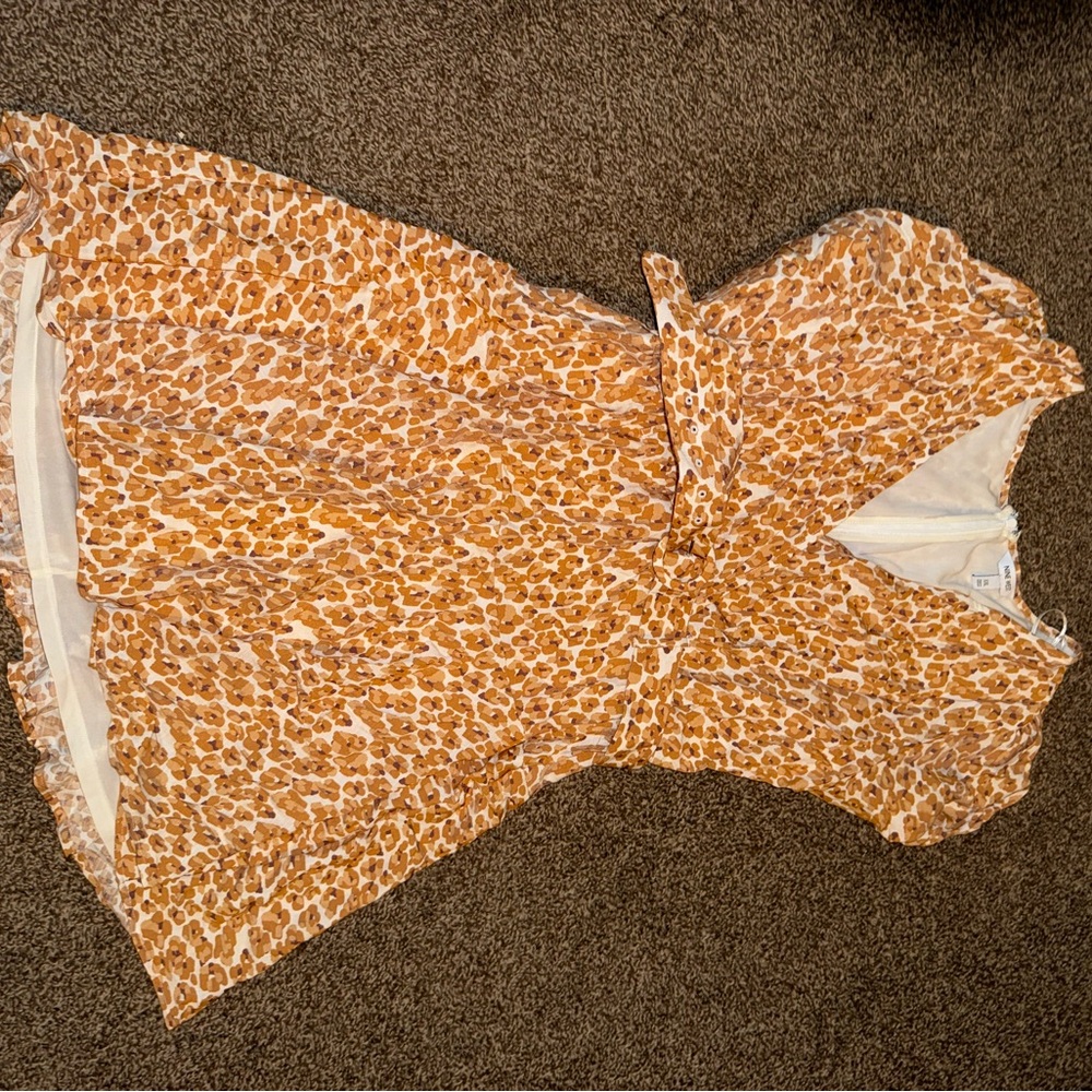 Nine West Orange and White Flutter Sleeve Sundress